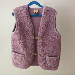 Alwero Woolmark Wool Vest Youth Size Large 8-10 In Lavender Color Front Pockets